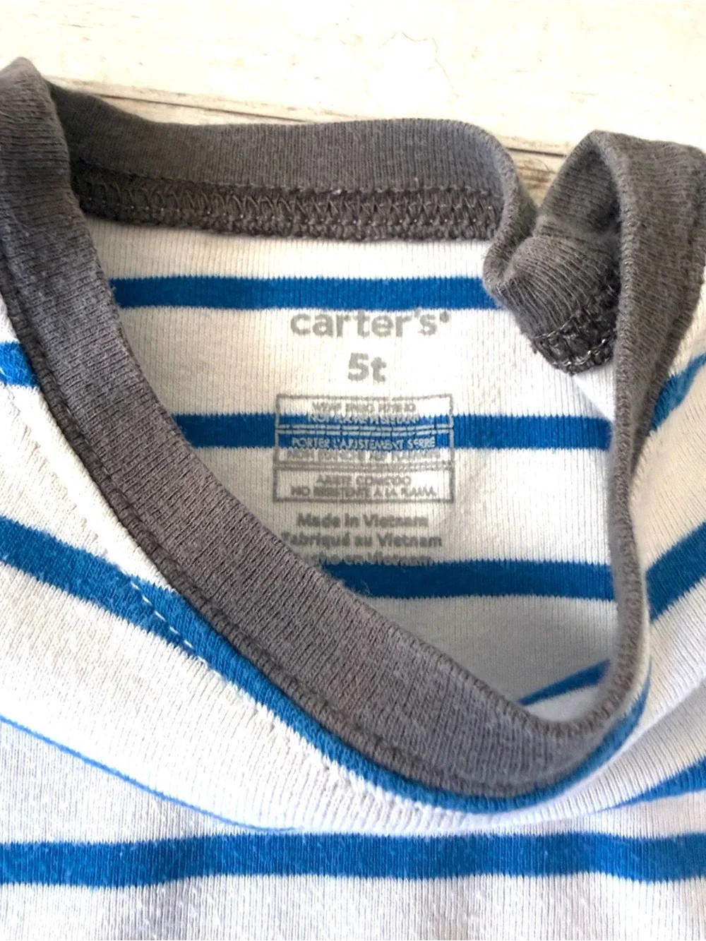 Carters 5T Boys Summer Pjs Set Blue White Stripes Giraffe Design Kids Size 5